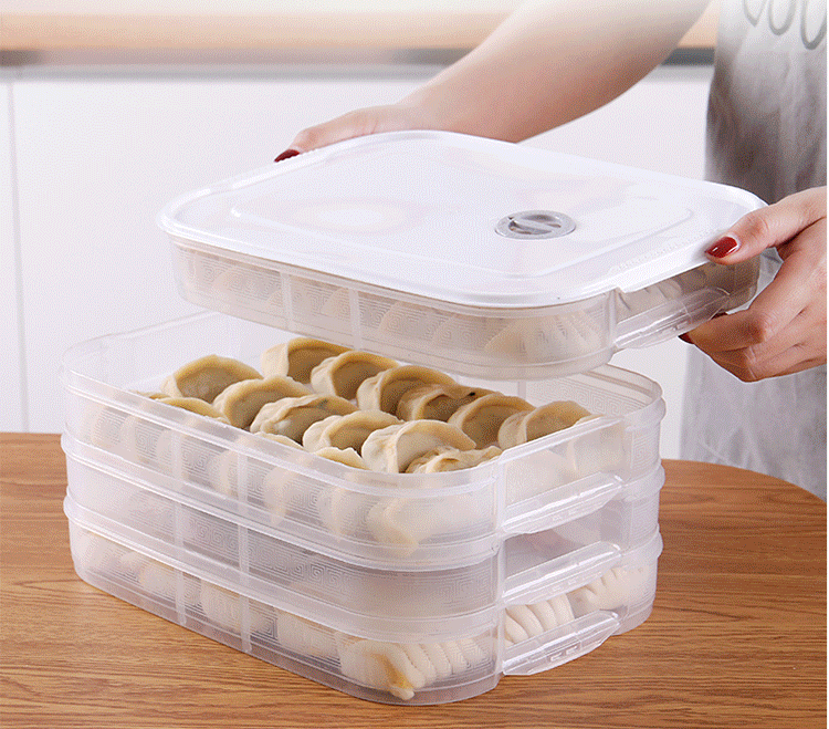 饺子盒家用简约小清新水饺馄饨冰箱保鲜收纳盒鸡蛋多层托盘微波厨房