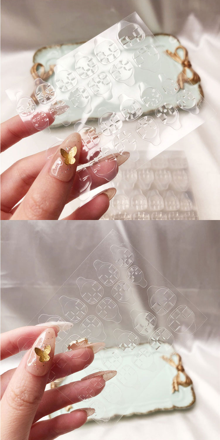 媛茸穿戴甲双面果冻胶美甲贴假指甲专用透明贴片高粘度水晶三维工匠