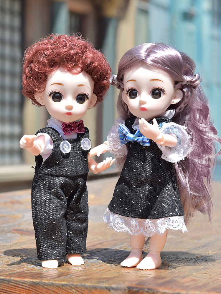 儿童玩具女孩芭比娃娃贝翎洋16厘米套装迷你精致公主仿真可爱大礼盒布