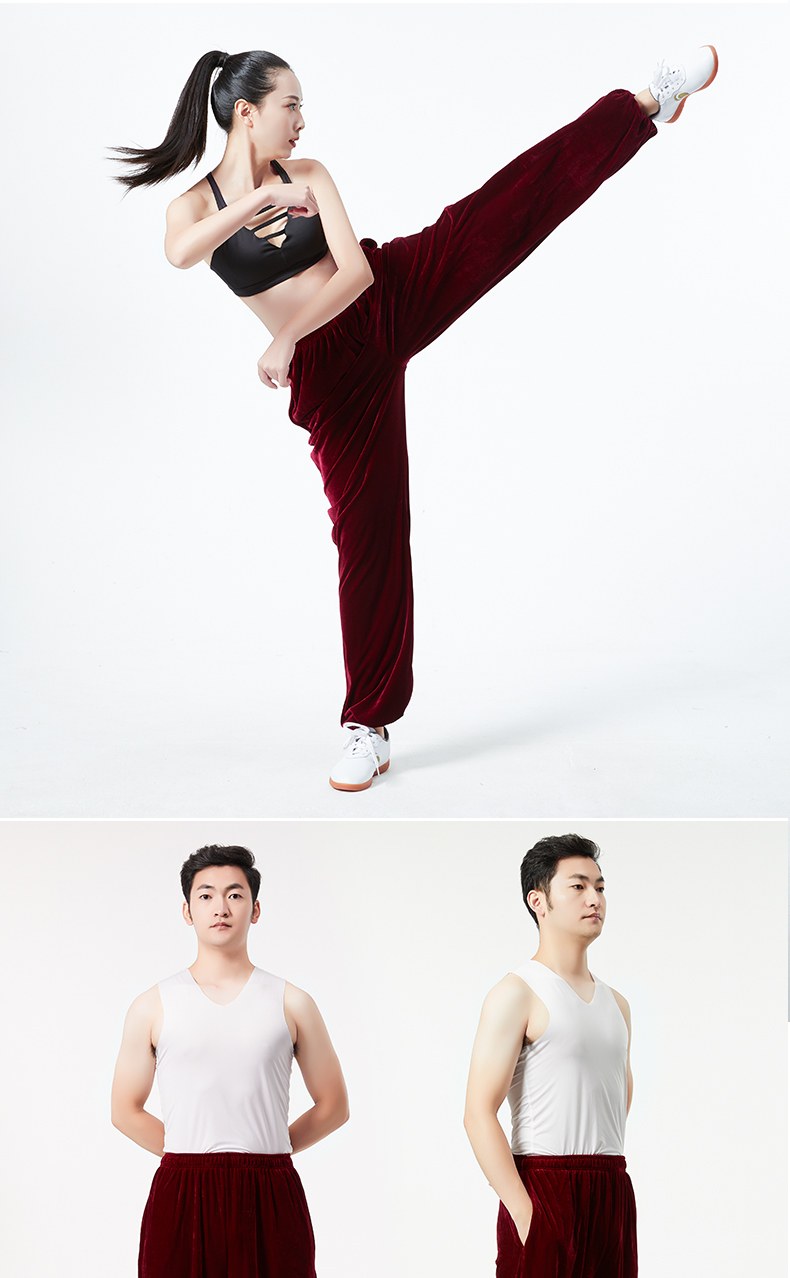 武印象太极裤女 秋冬季金丝绒太极服男灯笼裤加厚加绒武术练功裤