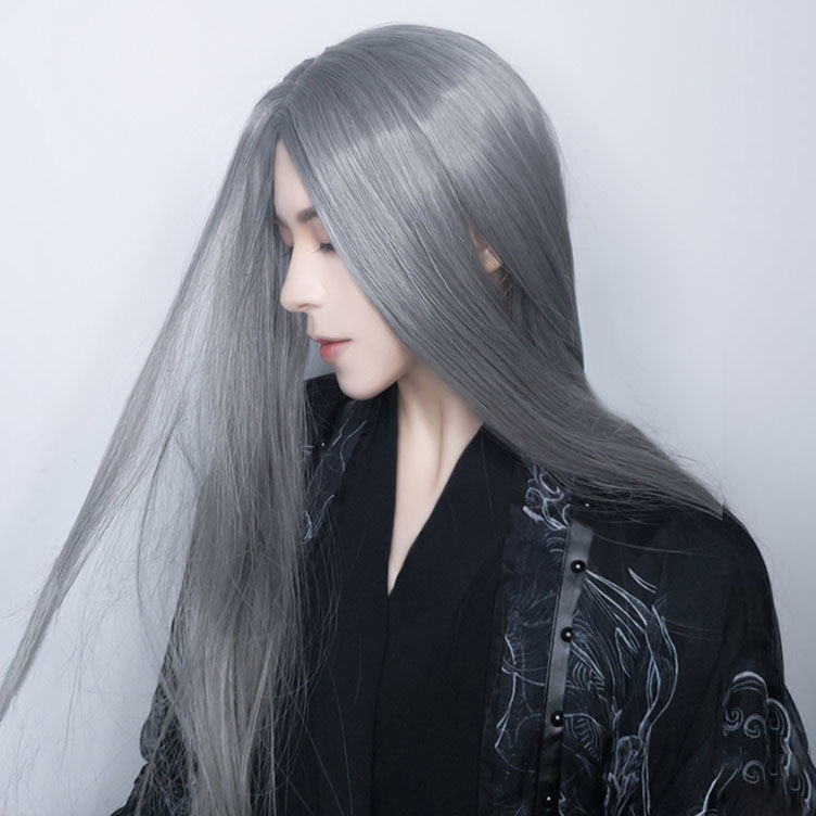 假发男女万用长直发自然逼真古风长发汉服造型cos魔道祖师全头套黑色