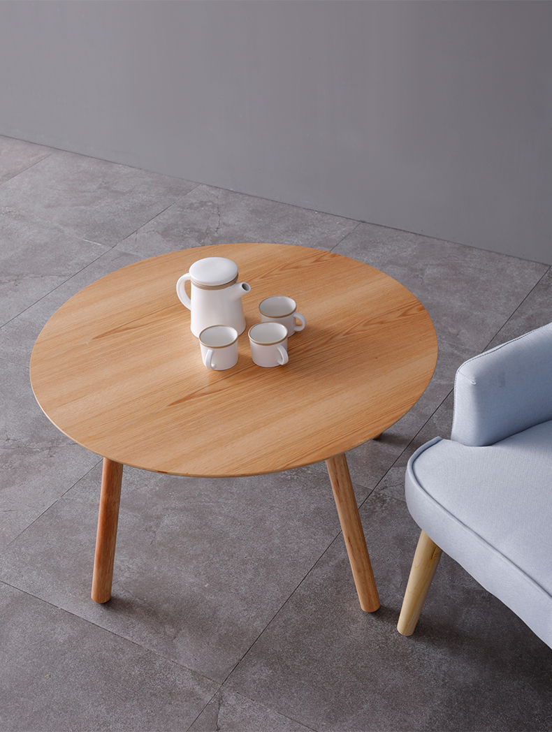 简约北欧实木茶几时尚简易沙发客厅小户型创意茶桌圆形茶几小桌子