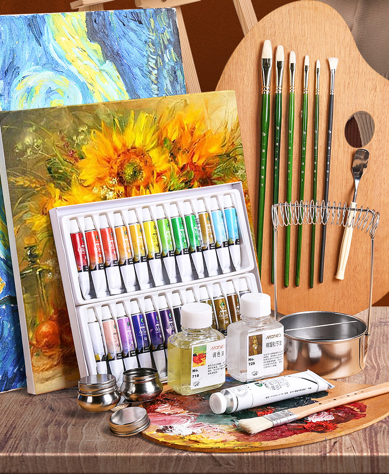 初学者绘画专用专业美术套装油画布框写生工具油画用品全套材料带画架