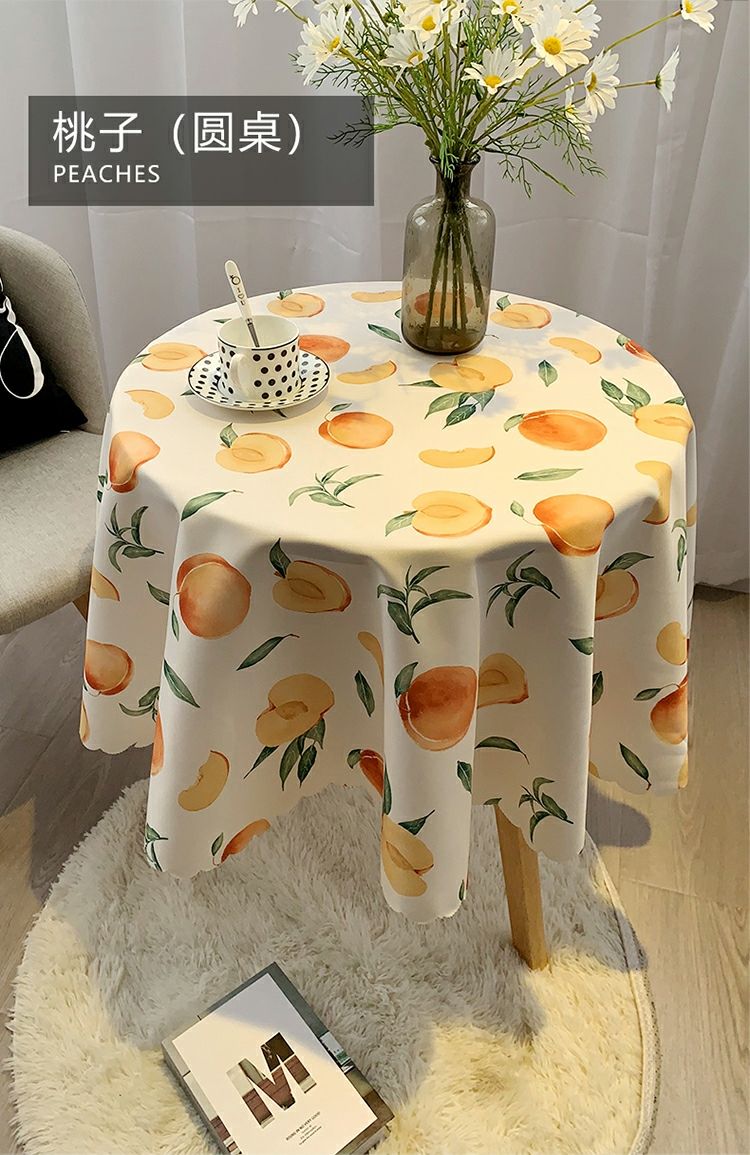 pvc新水蜜桃黄色6060cm正方形桌布圆桌桌布防水防烫防油免洗少女心ins
