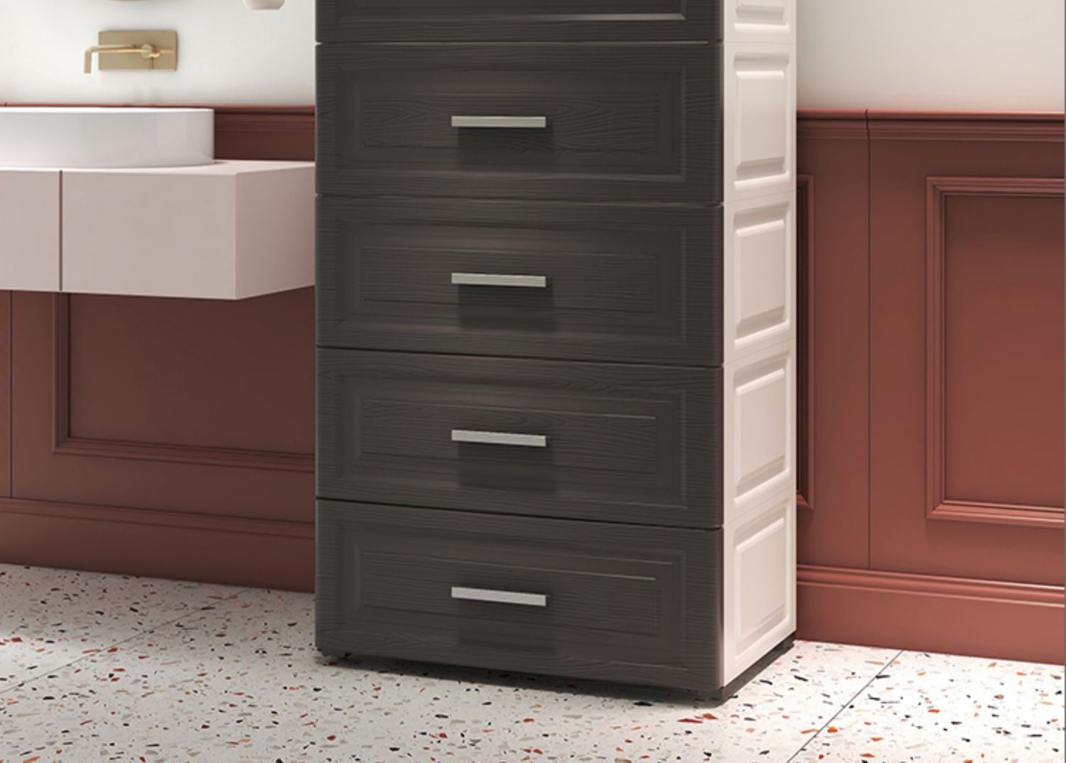 御蓝锦加厚抽屉式收纳柜子多层储物柜宝宝衣柜家用塑料置物柜五斗柜