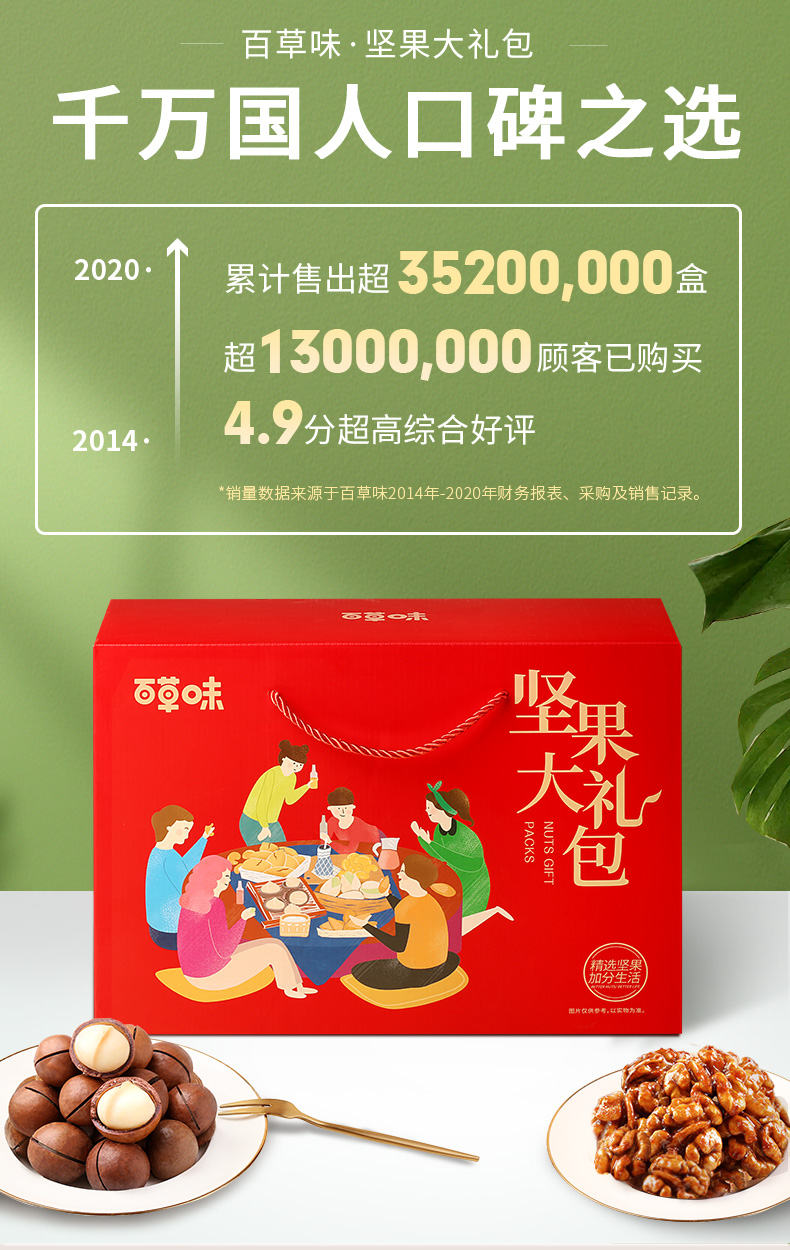 百草味(be&cheery)[坚果大礼包1892g11袋]休闲零食一整箱送礼盒