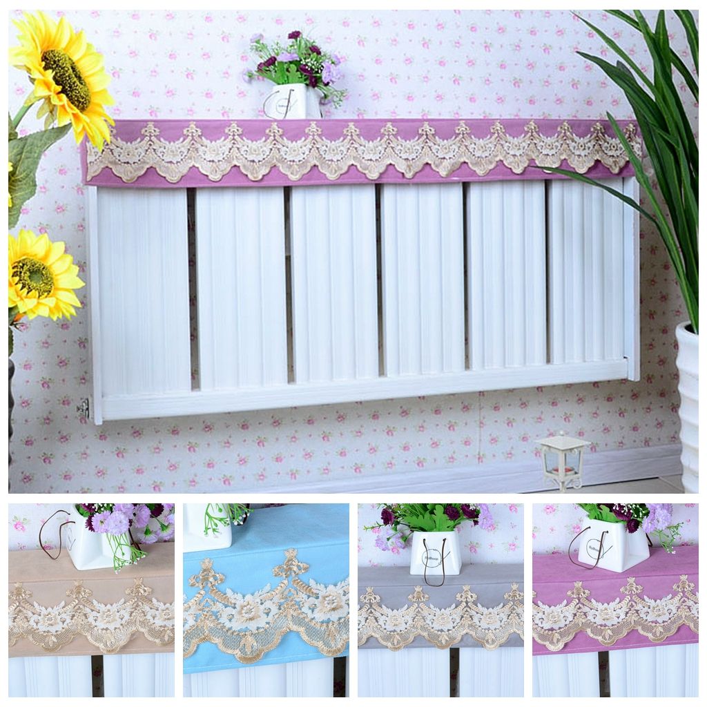 1个新老式暖气罩防尘罩蕾丝布艺暖气片罩套子欧式田园现代粉色花语宽