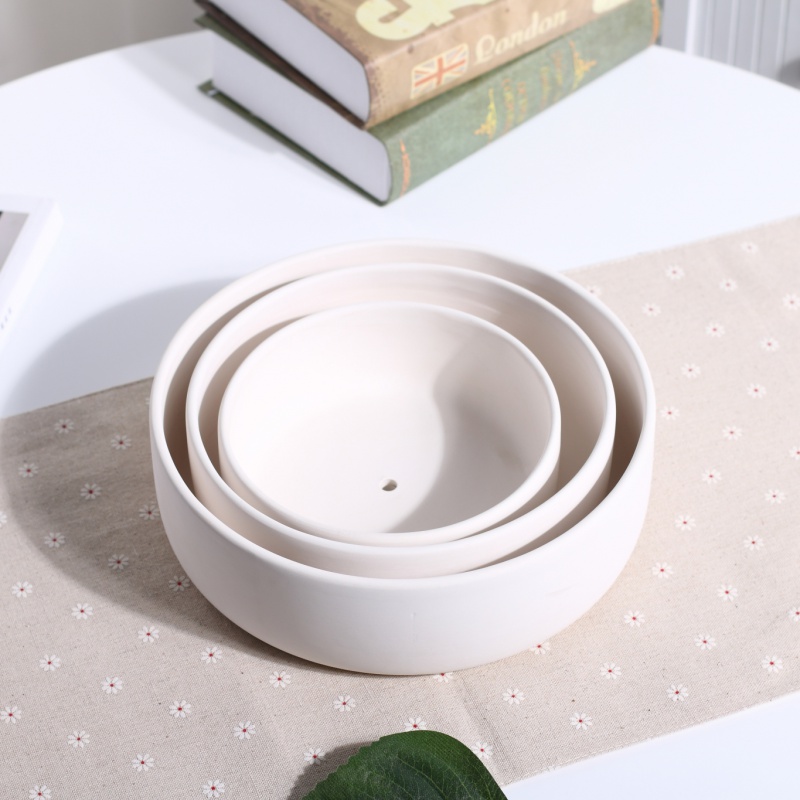 大口径素烧多肉白瓷盆简约拼盘特大号微景观花器组合陶瓷透气花盆