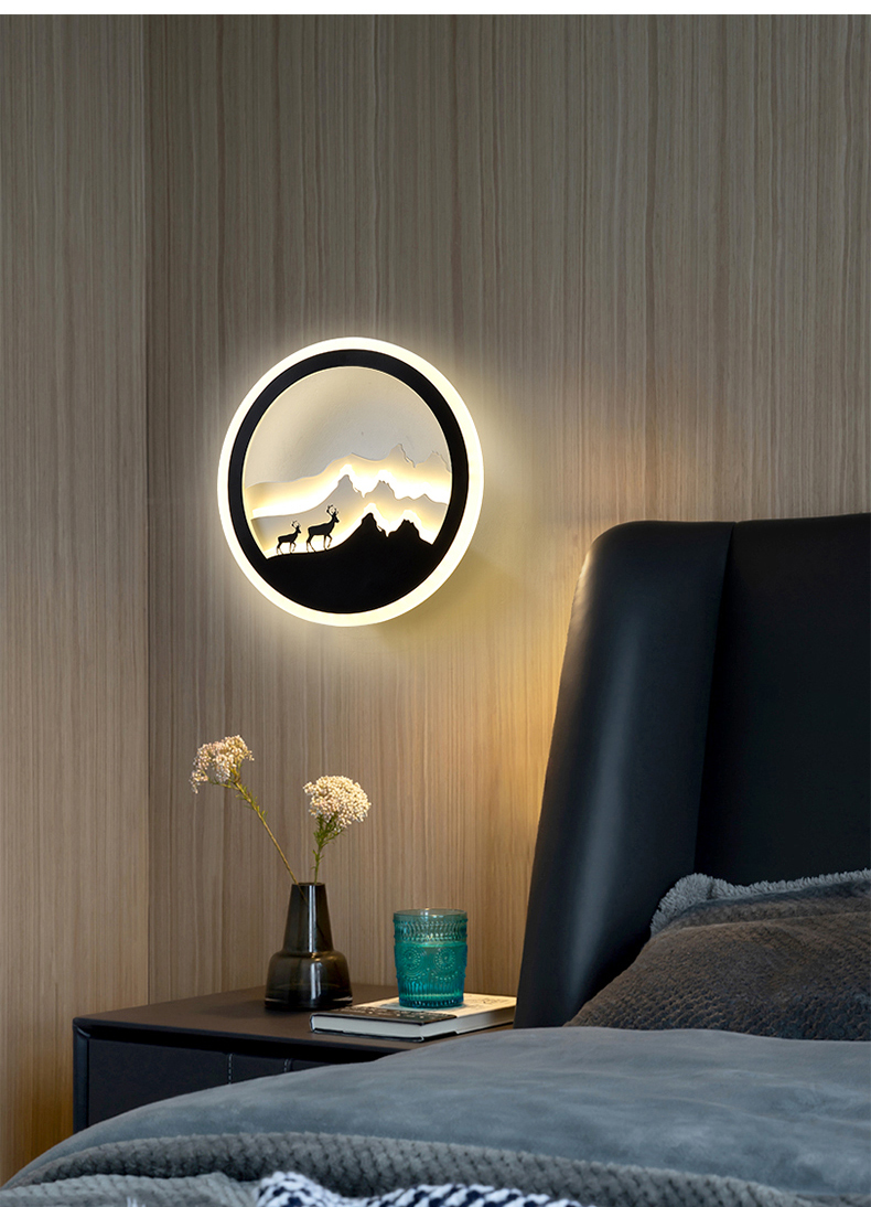 壁灯卧室床头灯现代简约过道楼梯北欧客厅电视闪电客背景墙心形装饰