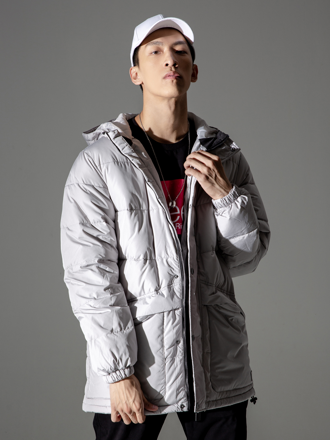 lee都市骑士系列男士长款连帽羽绒服