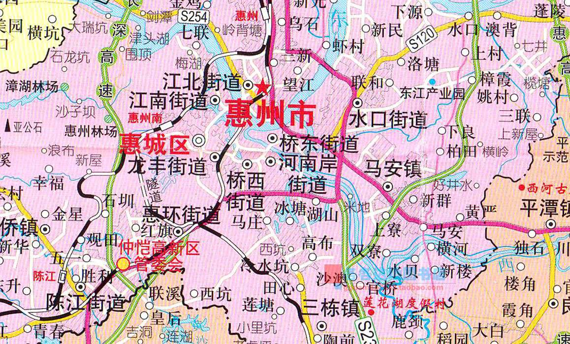 2019新版惠州市指南地图广东省惠州市交通旅游地图袋装折叠地图