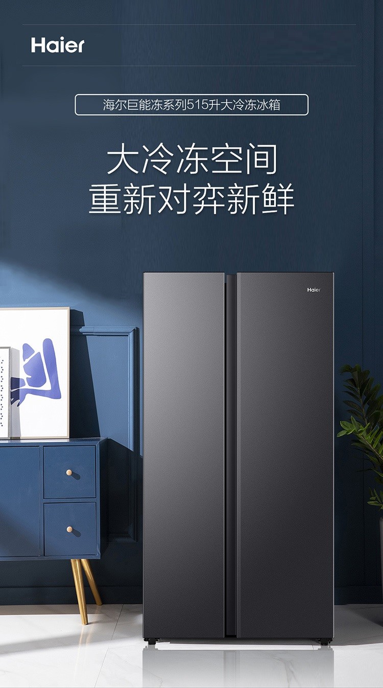 【海尔(haier)冰箱新一级双变频冰箱】 海尔(haier)对开门双门冰箱515