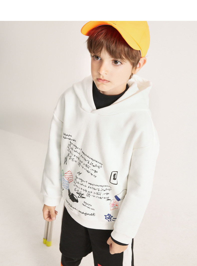 gxgkids童装男童卫衣带帽2020新款秋冬装儿童趣味印花上衣潮