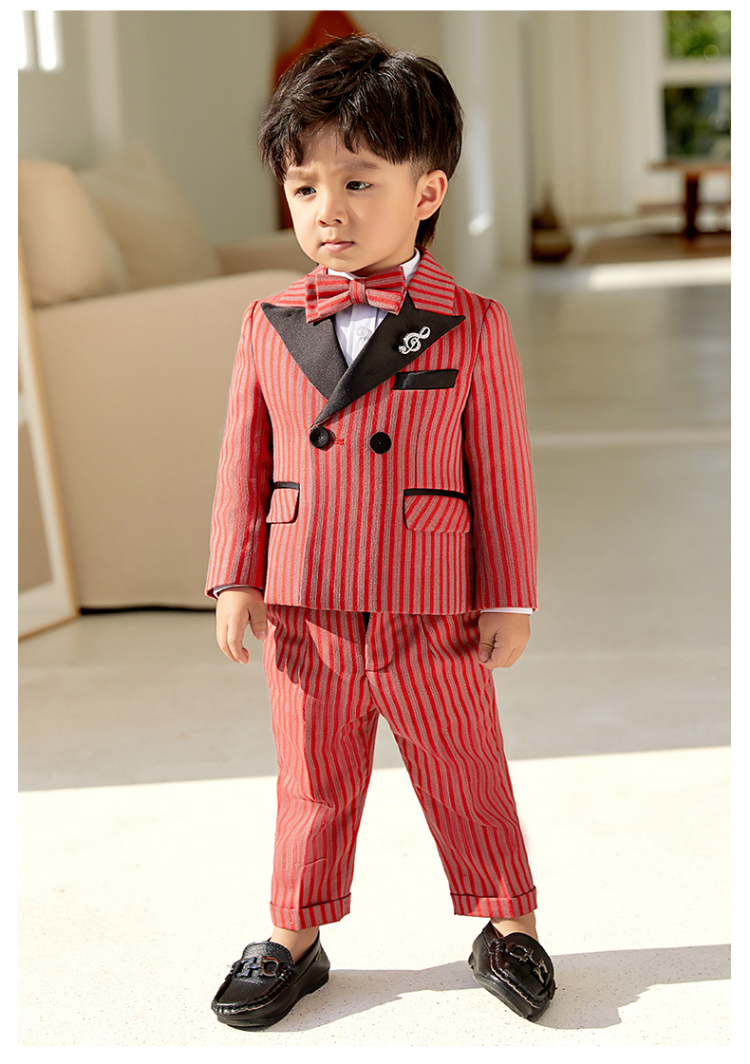 罗蒙儿童西装花童礼服男帅气男童礼服英伦风小西装周岁生日演出服