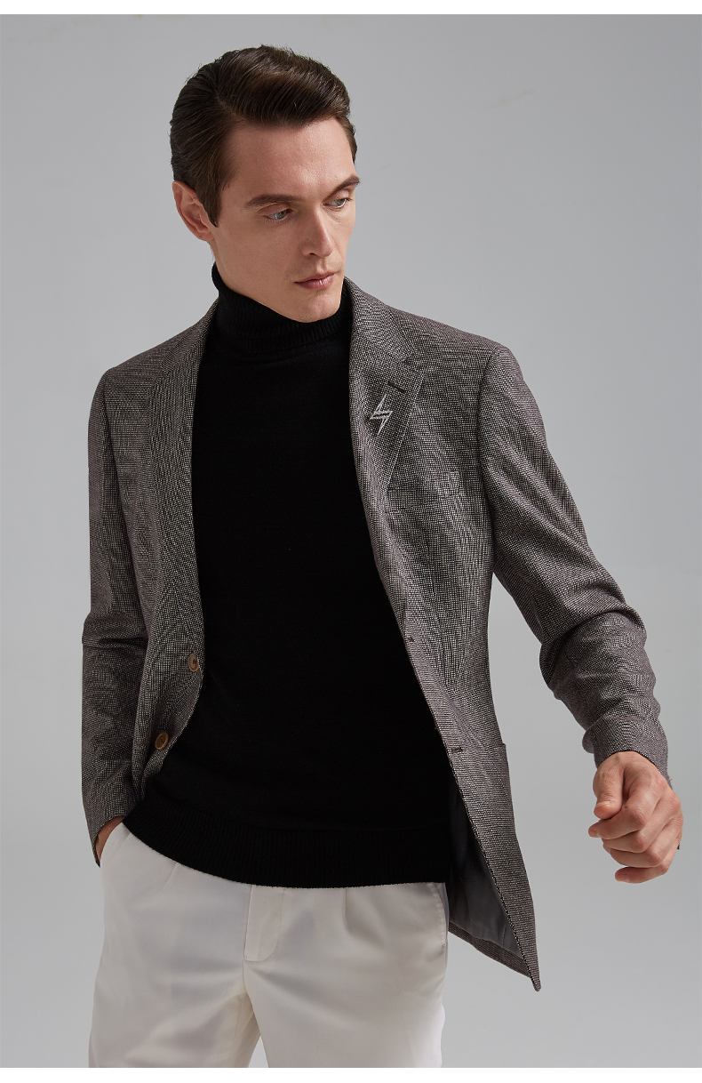 培罗蒙baromon羊毛西服男商务休闲男装新款修身单西外套西装上衣