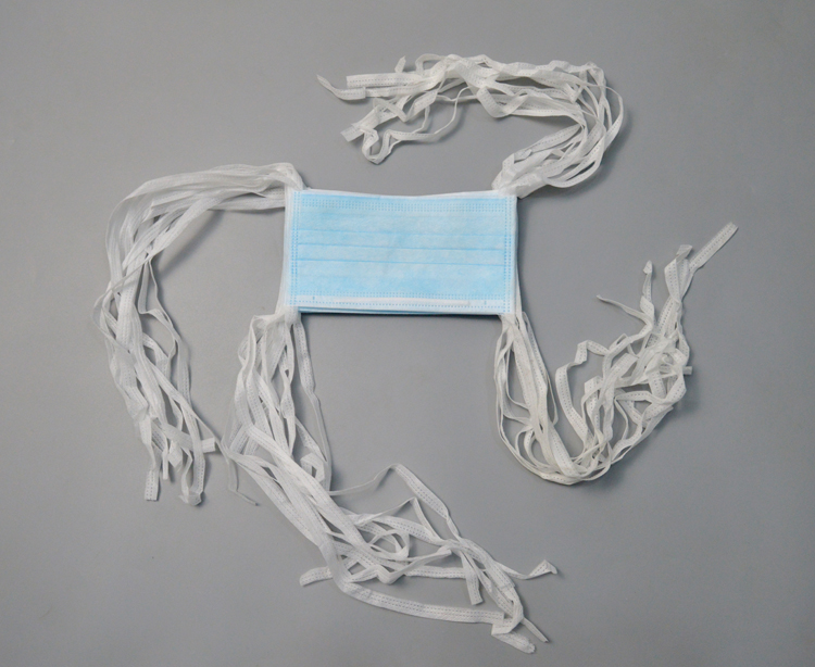 fsile绑带式一次性三层无纺布口罩系绳隔离秋冬保暖防护口罩50只蓝色