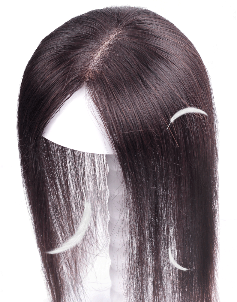 艾丝菲假发女头顶发少遮白发全手织真发块无痕刘海轻薄款中老年补发片