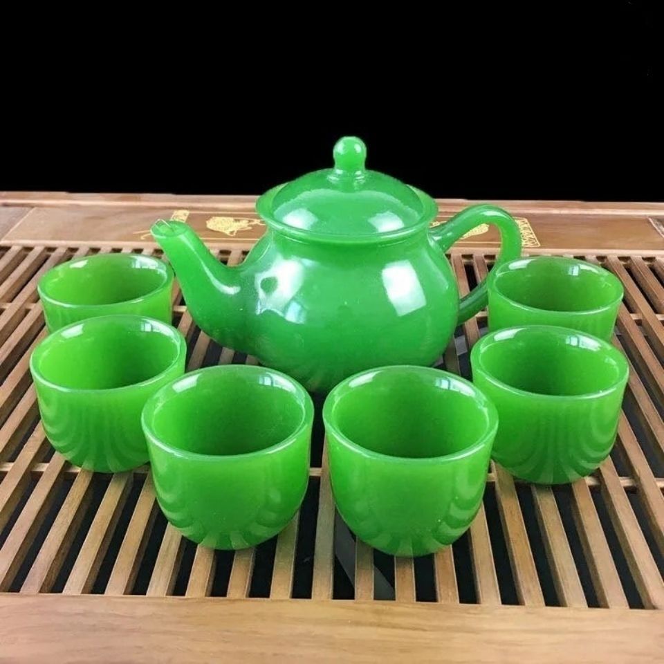 玉石茶壶泡茶茶杯茶壶套装功夫主人杯水壶套装玉器羊脂玉茶具帝王绿玉