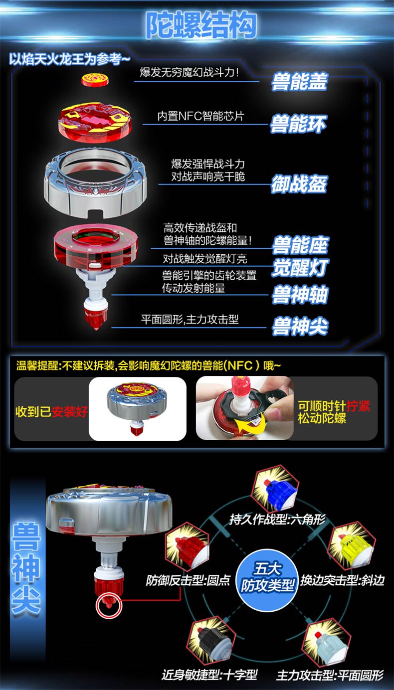 王套装对战盘小学生魔法魔幼驼陀螺玩具 焰天火龙王 潜影狂鲨 陀螺盘
