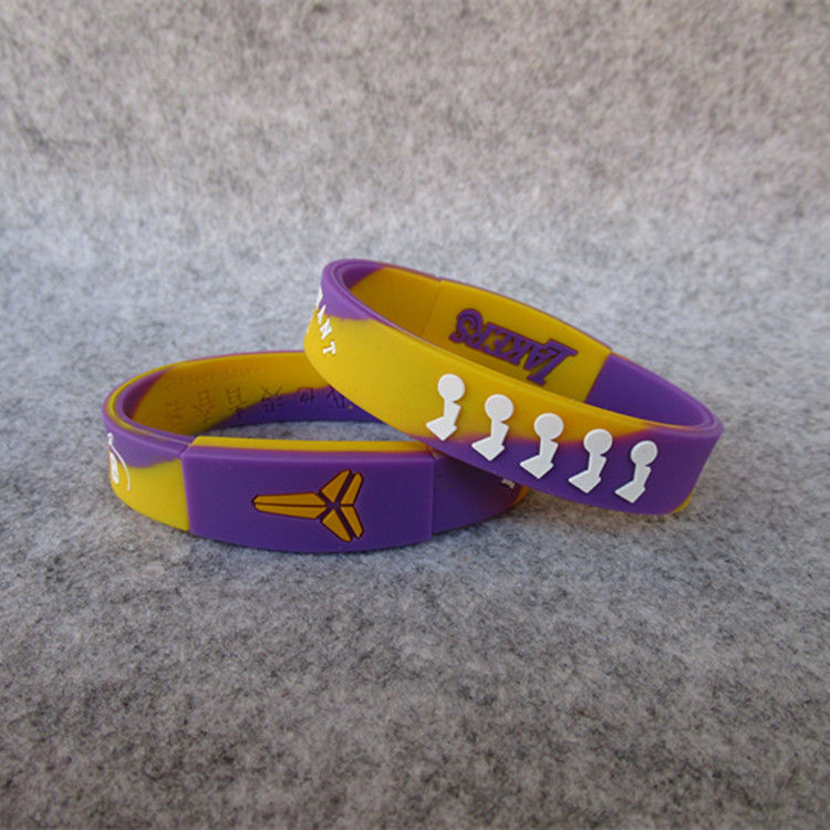 篮球球星湖人24号科比横标运动手环硅胶白色夜光腕带球迷饰品加厚m3