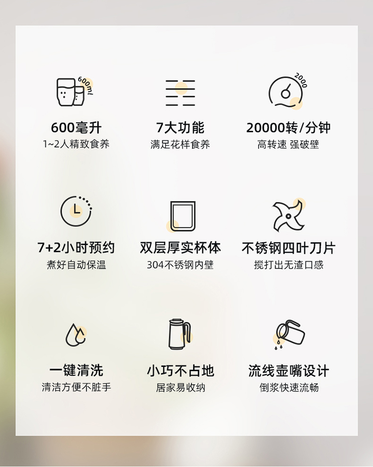 小熊bear豆浆机迷你破壁机家用小型米糊机多功能全自动免清洗免过滤12