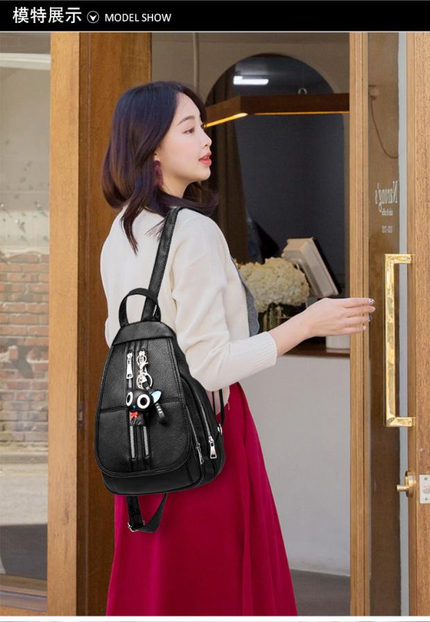 fenghou时尚个性双肩包女2021新款潮韩版休闲胸包百搭书包软皮迷你小