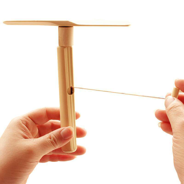 舒弗(lachouffe)竹子木制竹蜻蜓手推飞天手搓拉线竹蜻蜓户外怀旧儿童