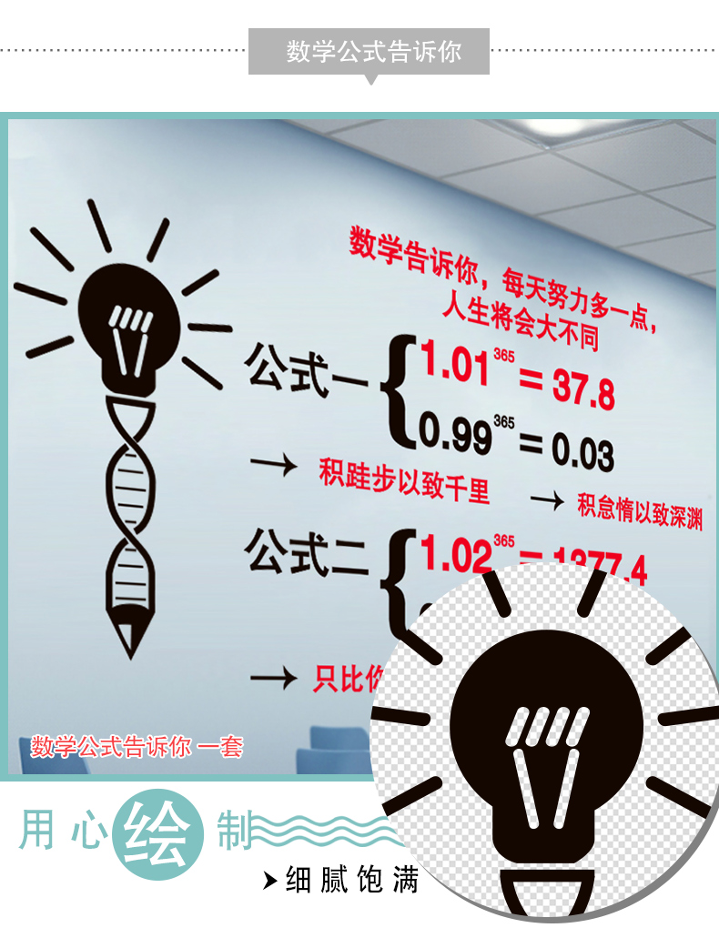 a 励志墙贴纸贴画教育机构学生班级教室布置文化墙装饰墙面海报标语