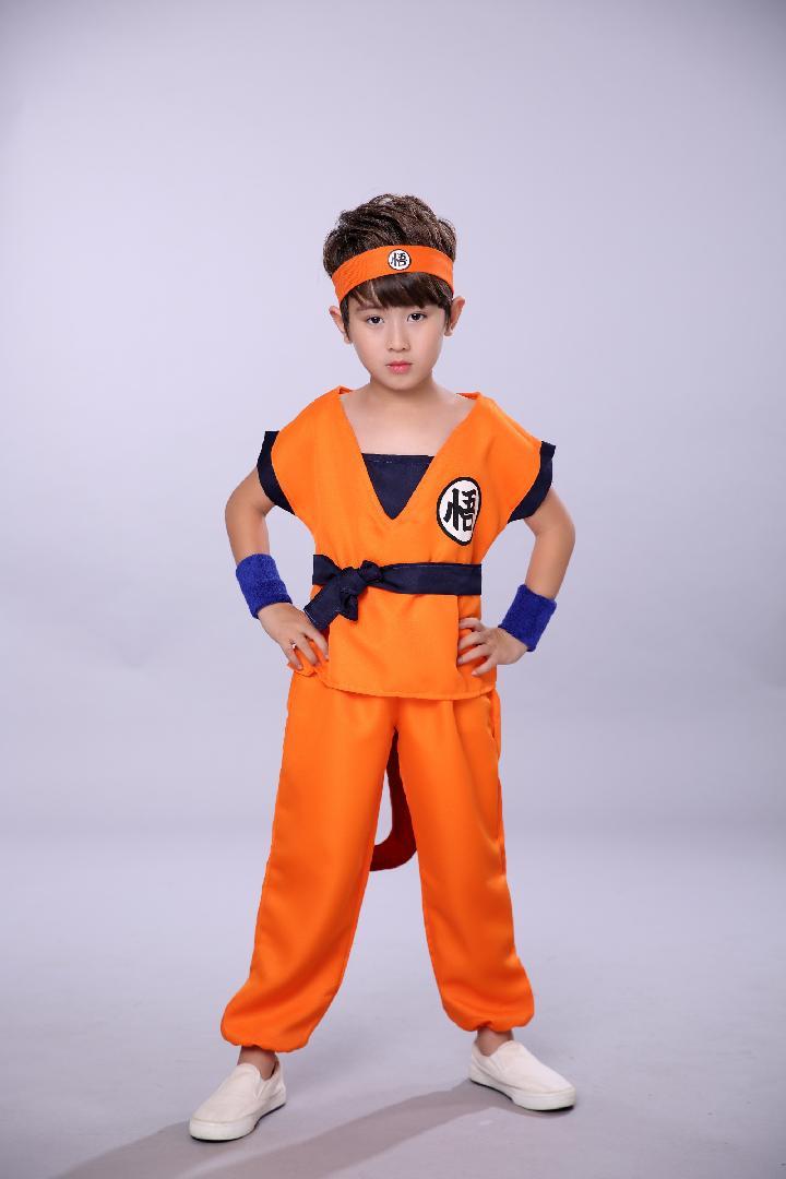 万圣节新款儿童演出服七龙珠男童cosplay动漫装服装孙悟空表演服桔