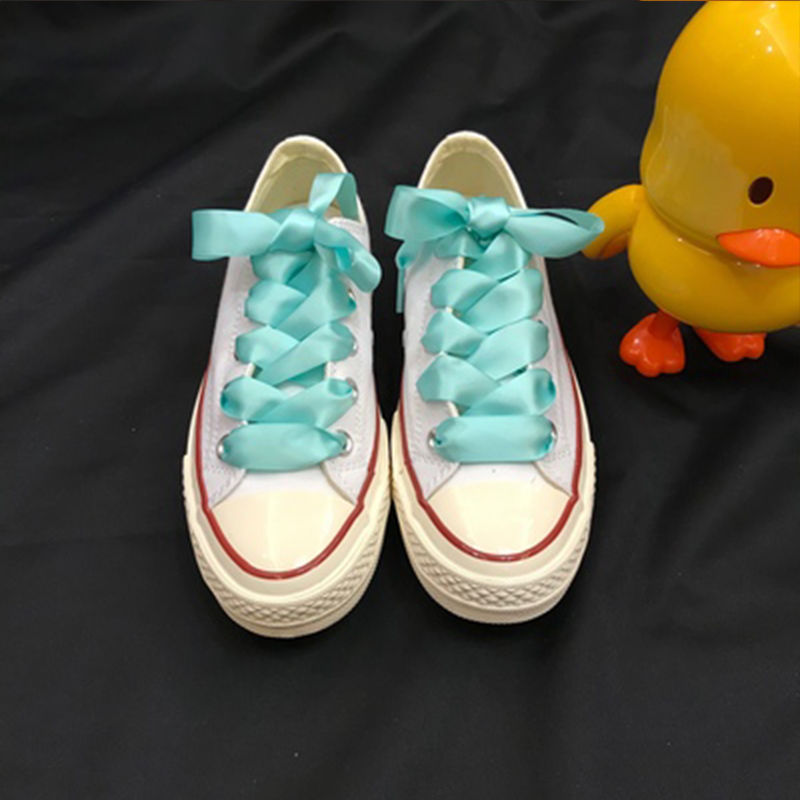 适配匡威绸缎鞋带女绸带丝带蝴蝶结小白帆布鞋黑白粉色缎带鞋带宽1