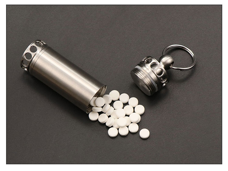 韩流不锈钢药盒便携不锈钢便携药盒防水密封随身小药瓶药片收纳镂空