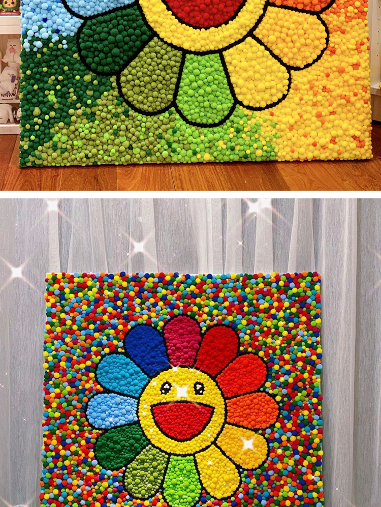 三维工匠diy太阳花手工毛球画材料包解压手工自制装饰画送女朋友生日