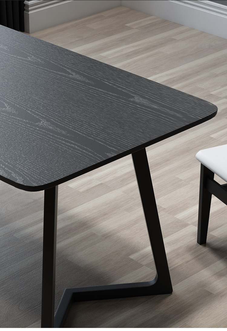 苏宁严选北欧实木餐桌黑色家用饭桌子6人简约现代小户型长方形餐桌椅