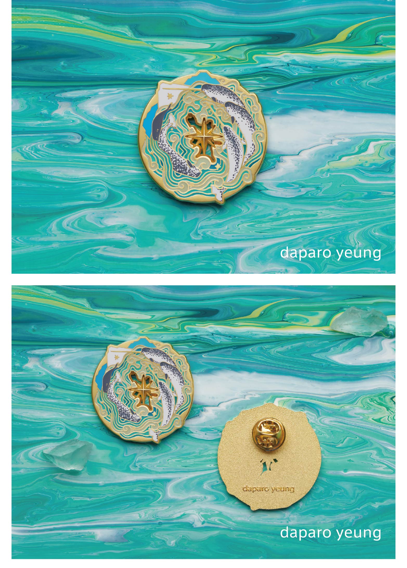 suntekdaparo白鲸一角鲸设计师原创胸针女鲸鱼徽章情侣夜光七夕礼物