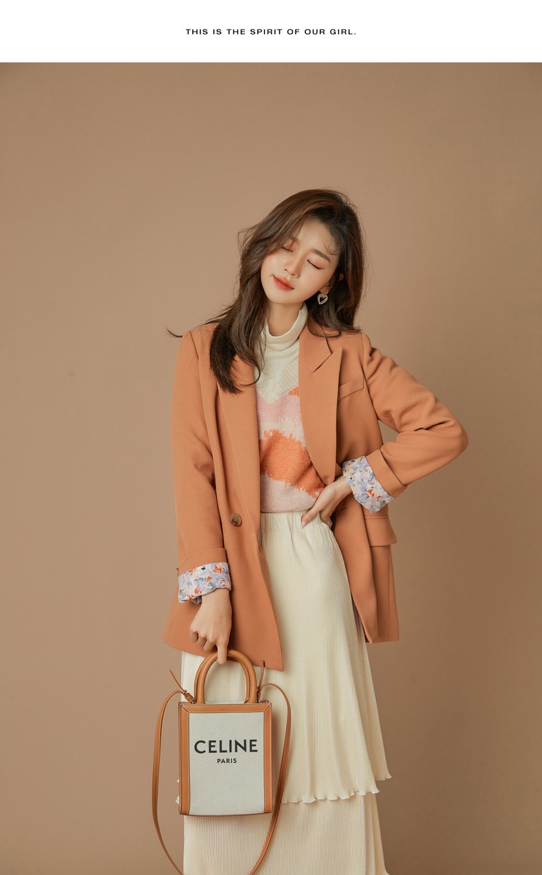 othermix橙ip联名毛衣女春季2021年新款可外穿v领针织打底衫上衣