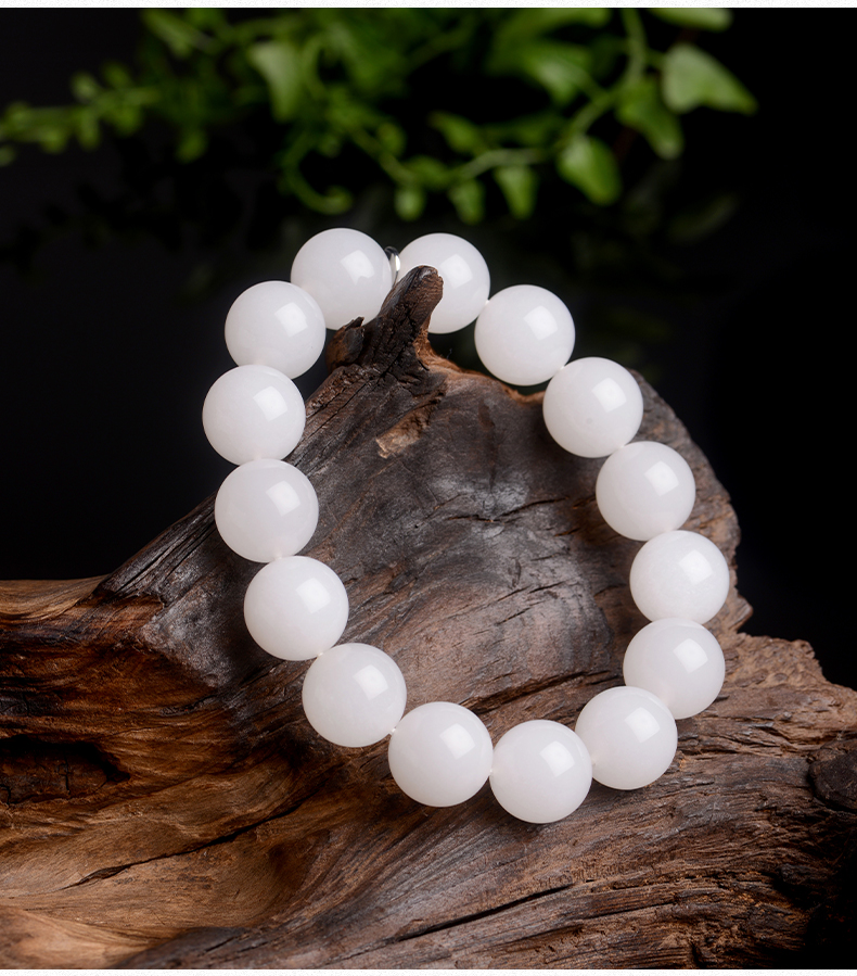 石头记一往情深京白玉手链简约气质石英岩玉甜美手串送女友送长辈