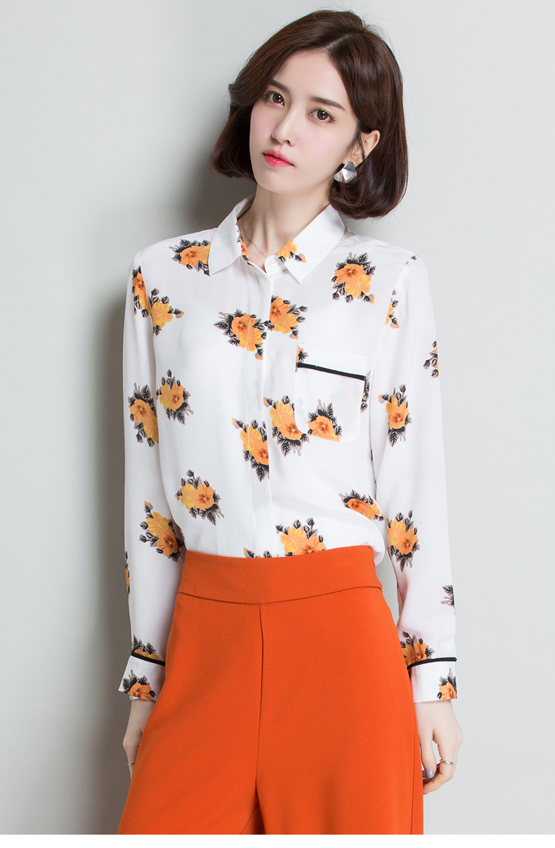 恒源祥女士桑蚕丝衬衫女装2020新款衬衣印花真丝衬衫