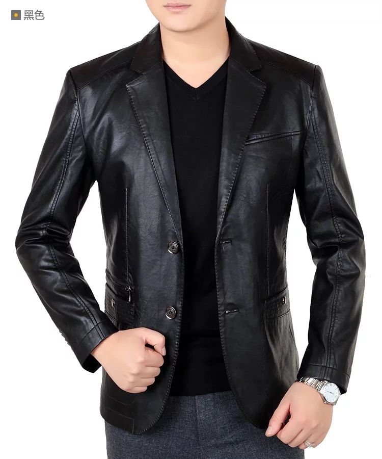 carwinkloin皮衣男士商务休闲西装外套