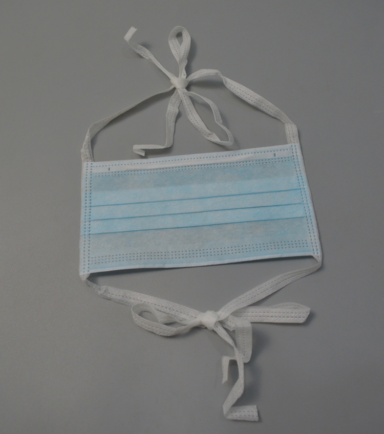 fsile绑带式一次性三层无纺布口罩系绳隔离秋冬保暖防护口罩50只蓝色