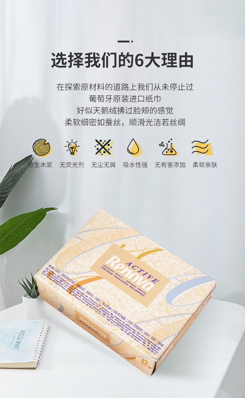 瑞诺瓦renova迷你系列盒装抽纸150210mm3层46抽盒装抽纸面巾纸1盒提
