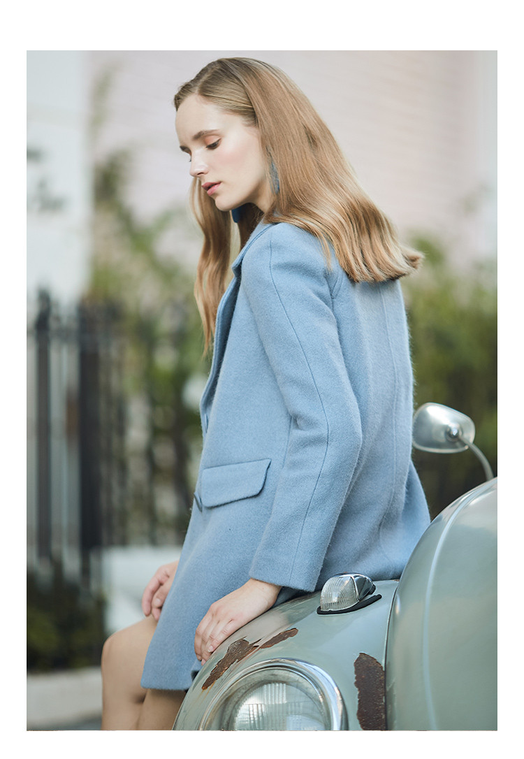 拉夏贝尔旗下拉贝缇秋冬毛呢大衣韩版西装领森系女学生大衣60007333