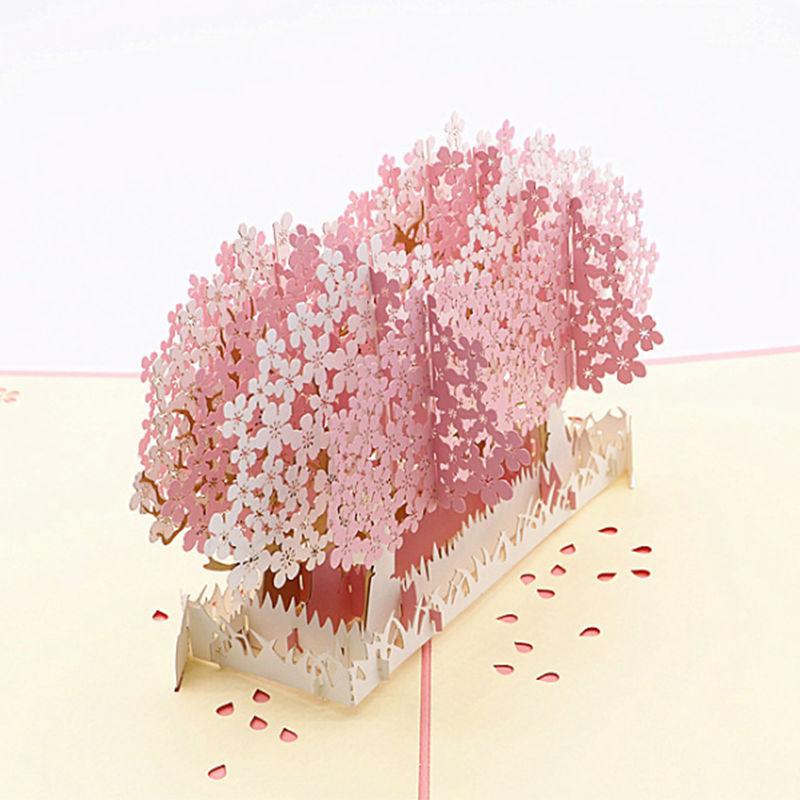 爱情主题系列3d立体樱花树卡片创意惊喜礼物感谢祝福贺卡带信封爱心a