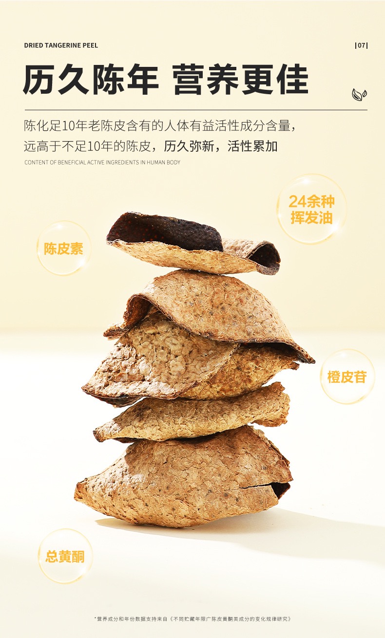 杞里香新会十年陈皮干50g瓶装道地新会老陈年陈皮茶江门橘子皮