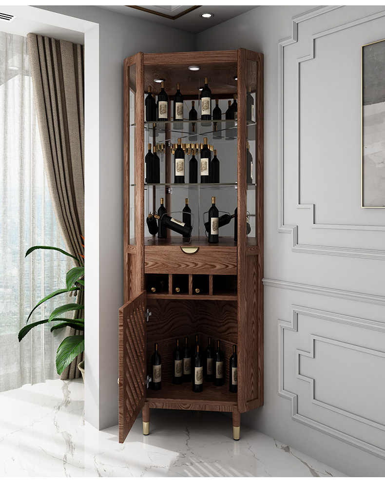 角柜墙角柜三角形客厅玻璃实木转角柜置物架厨房家用三角酒柜北欧泰