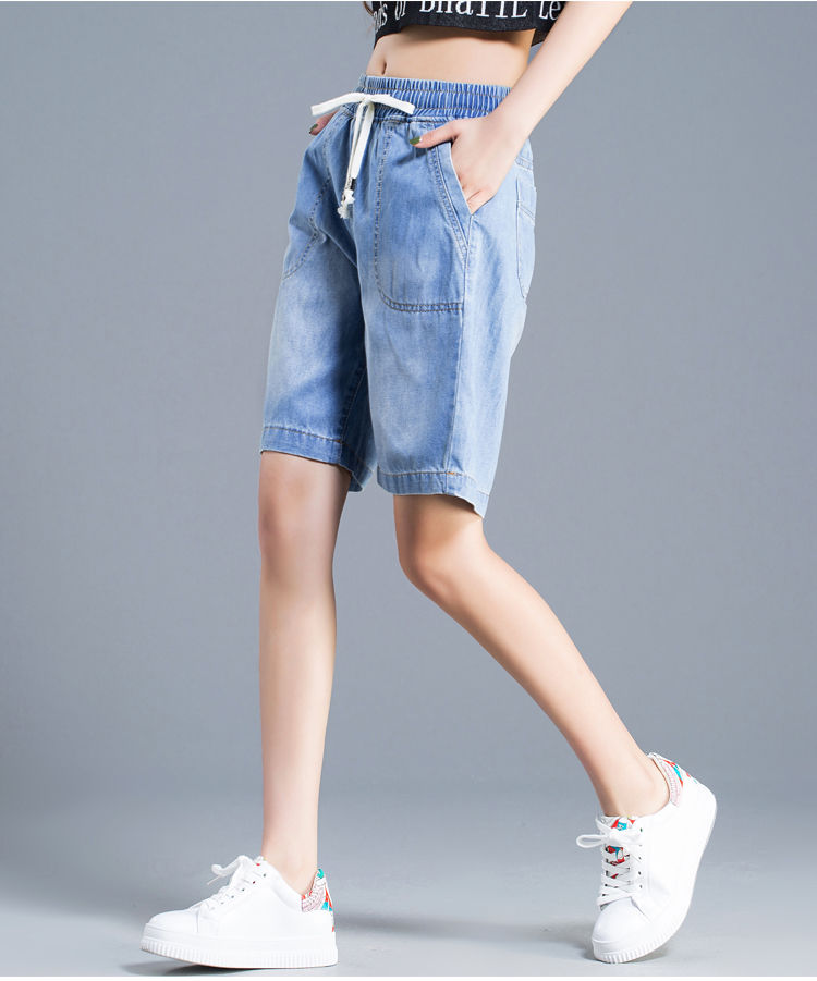 大码牛仔短裤女夏新款外穿高腰韩版宽松显瘦百搭学生五分裤女