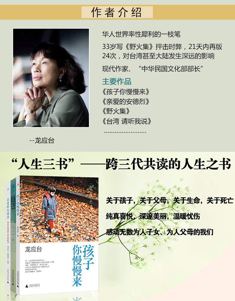 【正版 】 龙应台作品集全套4册天长地久给美君的信 目送 亲爱的