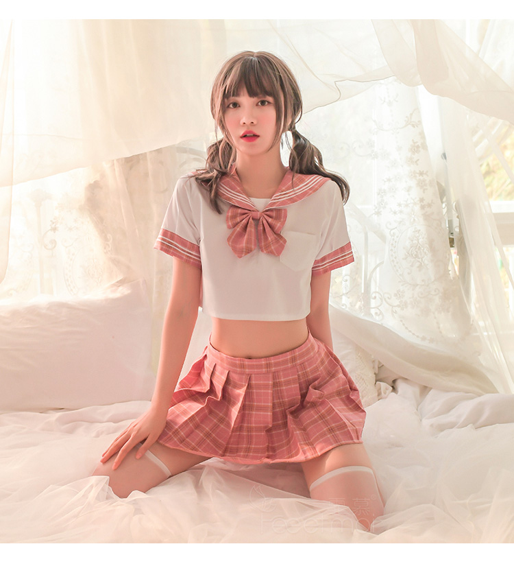 霏慕(fee et moi)日系格子纯情学生装7041女士情趣内衣可爱套装学生