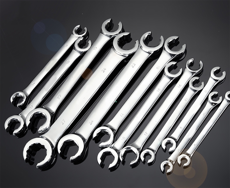 油管扳手双头开口叉口呆板子刹车油管拆卸专用扳手工具套装10件油管