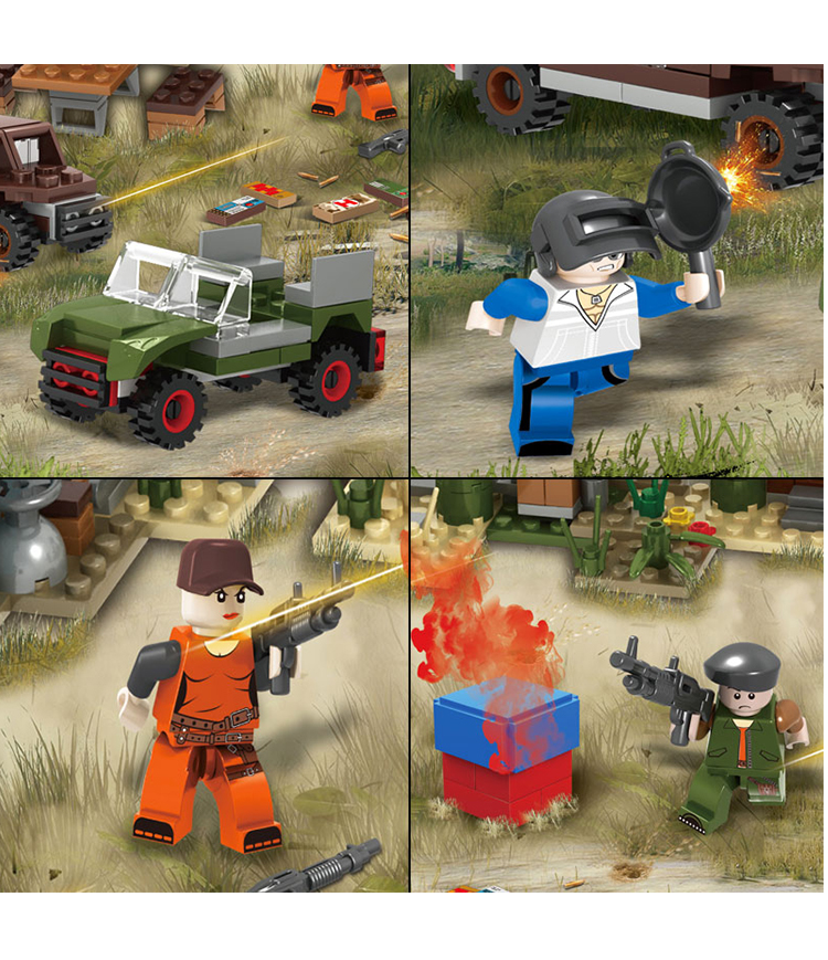 乐高积木游戏系列绝地求生人仔和平战场军事信号空投枪模型益智玩具