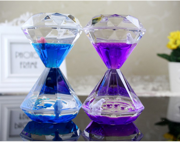 水滴油滴沙漏计时器卡通创意摆件儿童装饰品个性生日礼物桃心炫彩